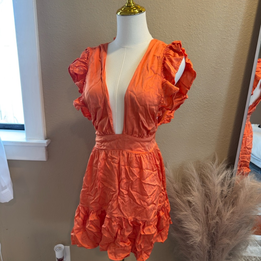 Vibrant Orange Ruffled Dress